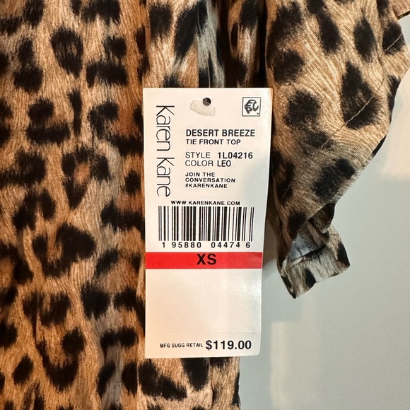 Karen Kane Leopard Print V-Neck Blouse - Picture 3 of 5